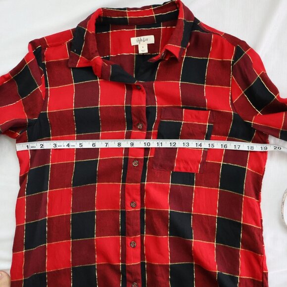 Style & Co Buffalo Plaid Shirt with Gold lines - Size S - Picture 6 of 9